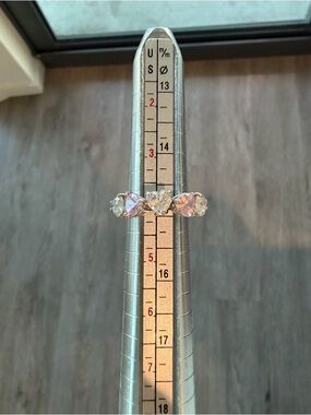 EVER OURS Yellow & white 18k GOLD ring with pink&white HEART💗🤍shape zircons -new
